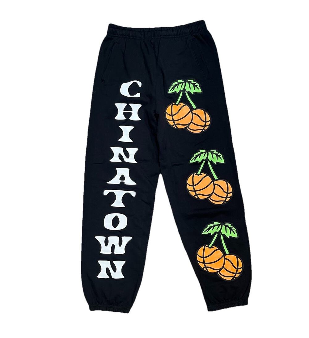 Chinatown Market Sweatpants Mens M Black Graphic Logo Basketball Cherry NWT